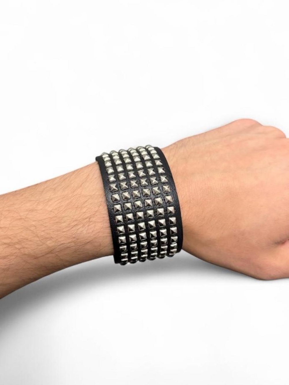 Black Multi-Row Studded Cuff Bracelet Punk Goth Y2K